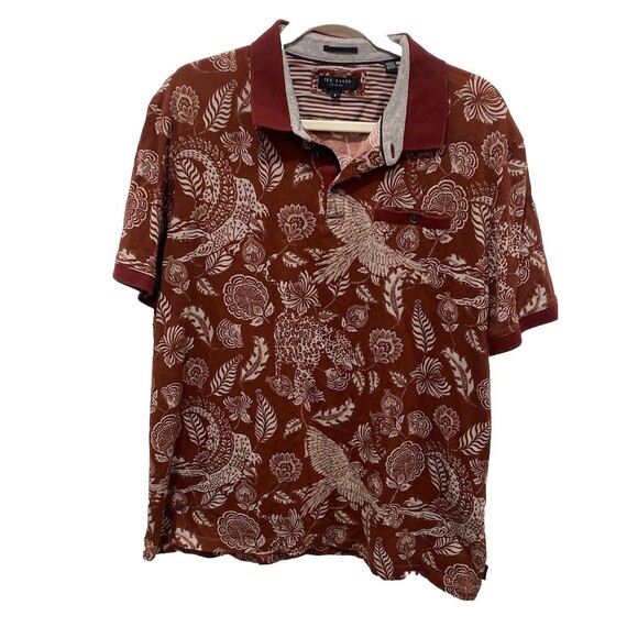 Set of 2 Ted Baker Mens Sz 6 US 2XL GINGEN STRIPED COTTON & Paisley Print POLO - Picture 2 of 13